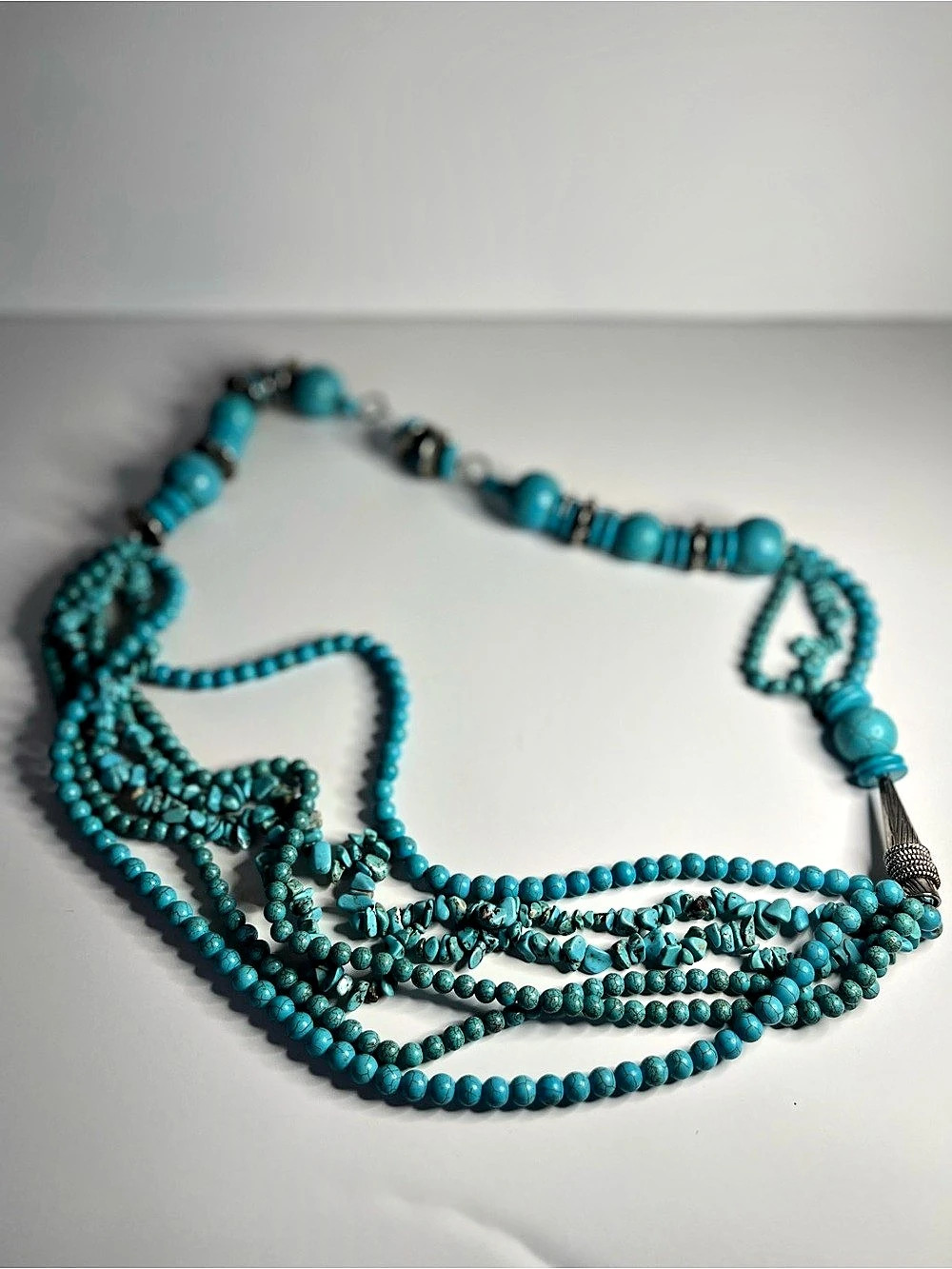 Layered Beaded Necklace in Blue